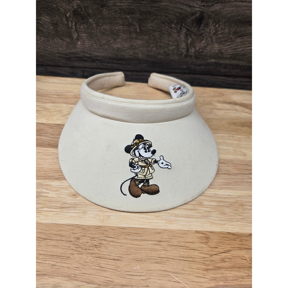 Disney Animal Kingdom Safari Mickey Mouse Visor Hat Cream Cotton Disney World